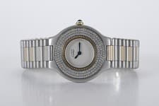 Cartier Must 21 1330 Custom Diamond Bezel 30mm 18k Gold & Steel Ladies Watch