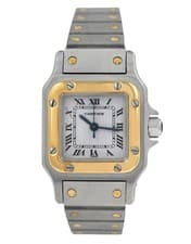 Cartier Santos Galbee 0902 Vintage 18k Yellow Gold Steel 24MM Ladies Automatic