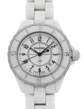 CHANEL J12 White Ceramic Quartz Watch H0968 33mm White Dial