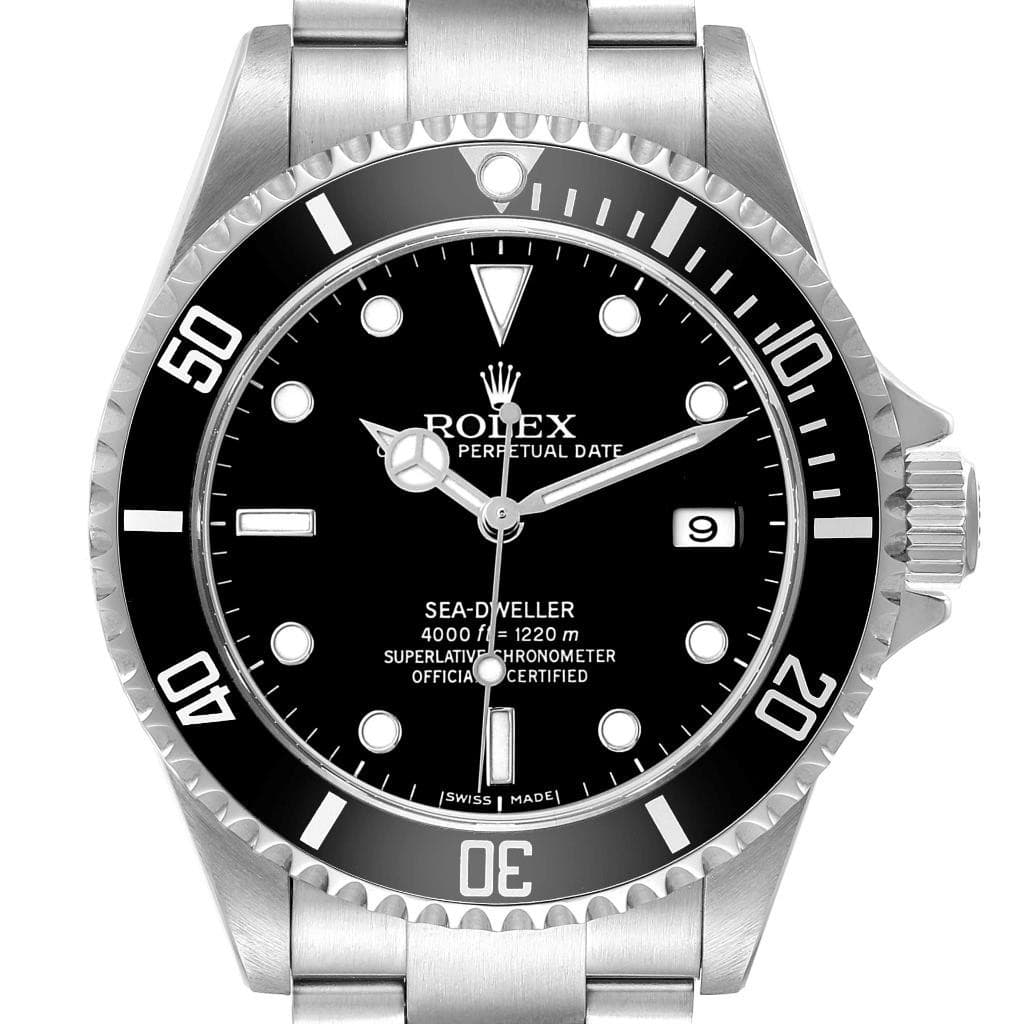 Rolex Seadweller 4000 Black Dial Steel Mens Watch 16600 Papers
