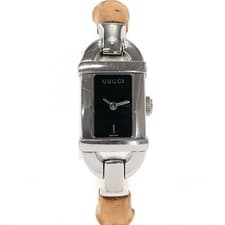 Gucci Bamboo Bangle Watch 6800L Stainless Steel Silver/Brown