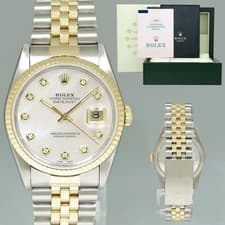 PAPERS DIAMOND Pearl Rolex DateJust 16233 Two-Tone Yellow Gold Jubilee Watch Box