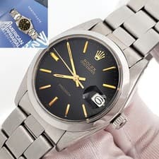 Rolex OysterDate Precision Steel Black Dial Vintage Watch 6694