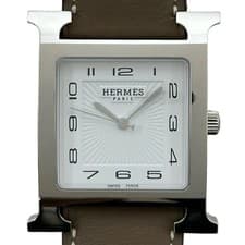 Hermes Tambour HH1.810 White Stainless Steel Quartz Mens Watch #OK1448