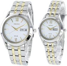 Seiko SBPX085 STPX033 Solar Pair Couple Wrist Watches Stainless F/S w/Tracking#