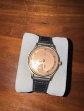 Vintage Mens Omega 9ct Solid Gold Watch 1946 Dennison Case Rare Salmon Dial