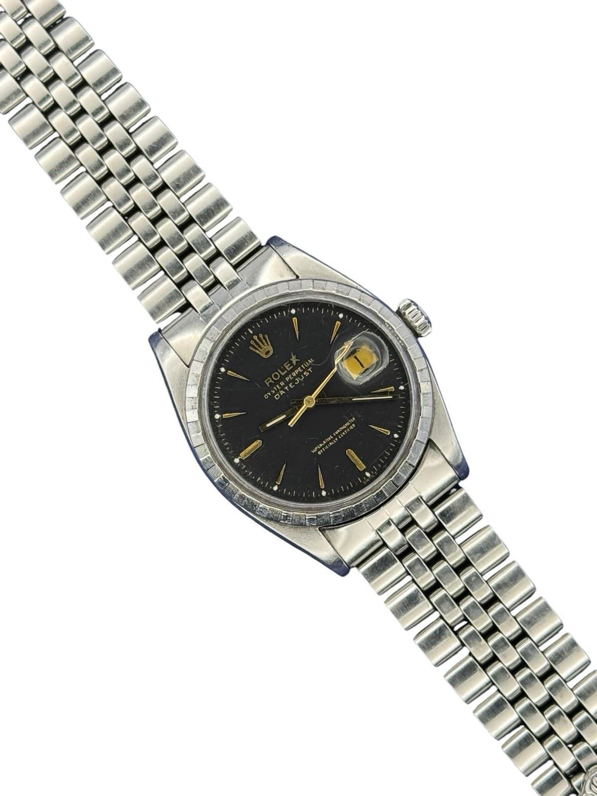 Rolex Datejust 36mm Steel Black Dial Men Automatic Watch 6605 Service Papers