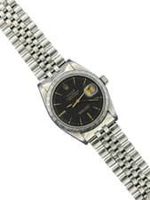 Rolex Datejust 36mm Steel Black Dial Men Automatic Watch 6605 Service Papers