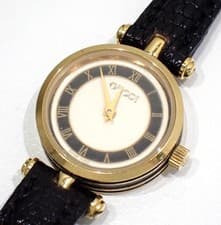 Gucci Women's Quartz Watch Gold Hardware Cream Navy 326 Used