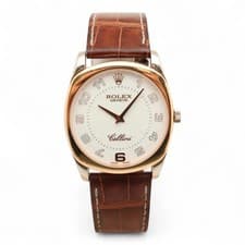 Rolex Cellini 18K Rose Gold Steel White Dial Manual Wind Mens Watch 4233