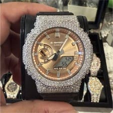 MOISSANITE Real 925 Silver Iced Casio G Shock GA-2100 Hip Hop Watch & Extras
