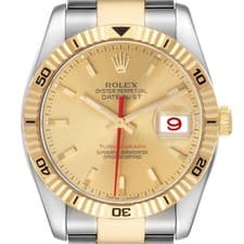 Rolex Datejust Turnograph Steel Yellow Gold Champagne Dial Mens Watch 116263