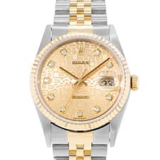 Rolex Datejust 36 16233 Diamond Jubilee Dial Steel 18k Yellow Gold Mens Watch