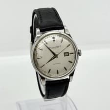 IWC Watch Schaffhausen Silver White Automatic Leather Band Men's Auth Rare