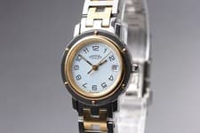 HERMES Clipper CL4.220 Gold/Silver Combi Quartz Women's Watch From JAPAN A012