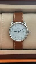 Hermes Arceau  Wristwatch With Champagne Dial and Leather Strap Box And Paper