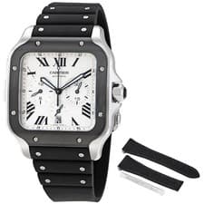 Cartier Santos XL Chronograph Silver Dial Men's Watch WSSA0017