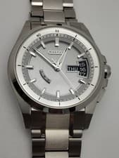 Citizen Attesa Eco-Drive Solar Titanium Watch Silver Dial Daily Display Used