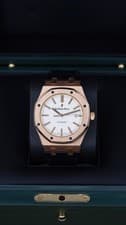 Audemars Piguet Royal Oak 15400OR Rose Hold White Dial Leather Strap 41mm