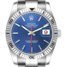 Rolex Datejust Turnograph Steel White Gold Blue Dial Mens Watch 116264