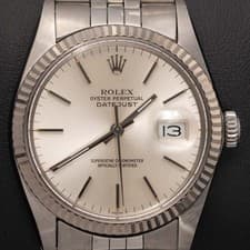 Rolex Datejust 16014 Fluted Bezel Watch 36mm Silver Index Dial BOX & PAPER