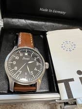 Stowa Flieger Date Watch Stainless Steel Used with Leather Strap From Japan