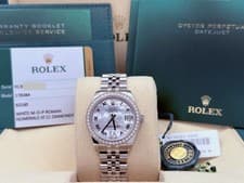 Rolex Datejust Midsize 178384 31mm Diamond Bezel Mother of Pearl Dial Box Paper