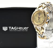 Vintage [Exc+5] TAG Heuer CG1121-0 S/el Chronograph Gold Dial Men's Watch JAPAN