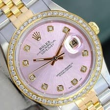 Rolex Datejust 16233 Two-Tone 18KY Steel Pink Diamond Dial & Bezel Jubilee Watch