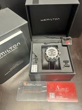 Hamilton Pan Europ Automatic Chronograph Black Dial Leather Strap Men's Watch