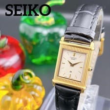 Seiko Lassale Quartz Ladies Watch Ivory Gold Black Vintage Authentic