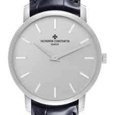 Vacheron Constantin Traditionnelle Platinum Silver Dial Mens Watch 43076 Papers
