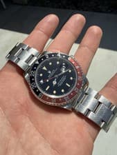 1990 Rolex GMT-Master II Coke 40mm Black Tritium Patina Dial Stainless 16710