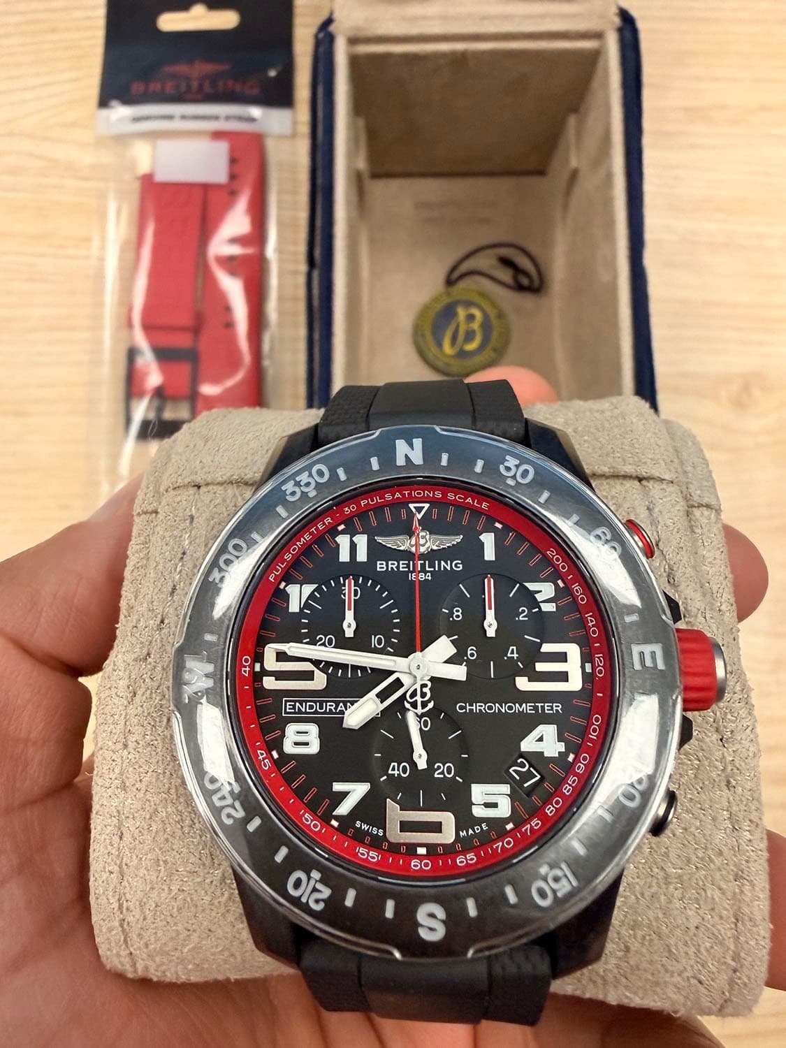 Breitling Endurance Pro X82310 Red 44mm Chrono + extra OEM Breitling Red Strap