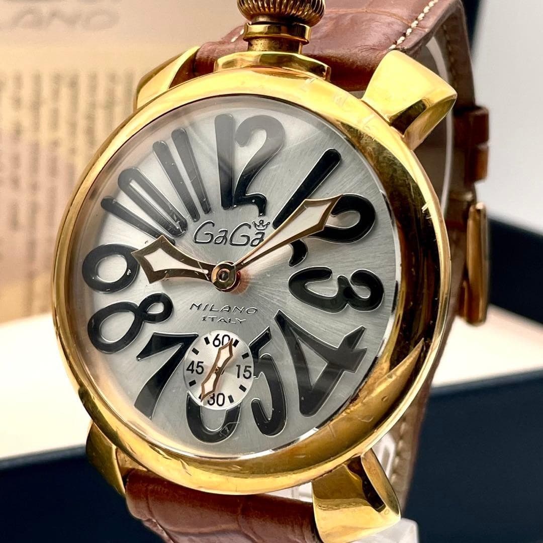 Gaga Milano Hand-Wound Gold Watch N.7597 with Box, Working Condition