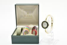 [Near MINT] Vintage Gucci Change Bezel 11/12.2 Women Watch 12 Colors Gold White