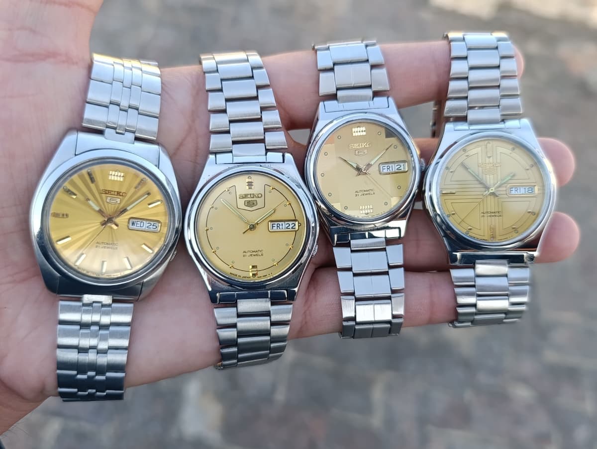Vintage Seiko 5 Automatic Collection – Gold Dial Series (Lot of 4)