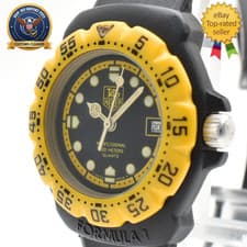 [Exc+5] TAG Heuer 380.508 Formula 1 Yellow Black Dial Quartz Vintage Women Watch