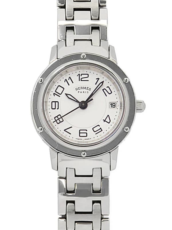 HERMES Clipper Quartz Watch CP1.210 Ladies 24mm Silver Dial