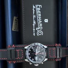 Eberhard & Co. Chronograph Men's Watch Black Dial Leather Strap