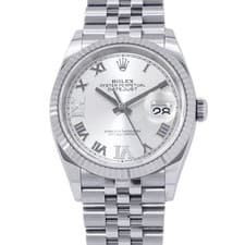 ROLEX Datejust 36mm Stainless Steel 18K White Gold Silver Dial 126234