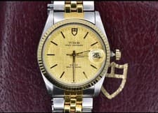 TUDOR Prince Oysterdate Two-Tone Linen Dial Date Stainless Steel Watch