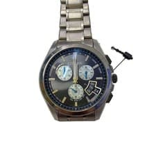 CITIZEN Solar watch, analog, stainless steel, BLK SLV SS H610-T018521