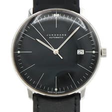 Junghans Max Bill Automatic Black Dial Leather Strap Men's Watch 27/4701.02 Used