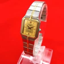 LONGINES Flagship Quartz Wristwatch Silver/Gold Octagonal Case Steel Band