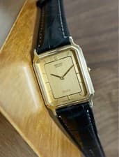 Seiko Dolce Men's Watch Gold Tone 9520-5140 Tested with New Leather Strap