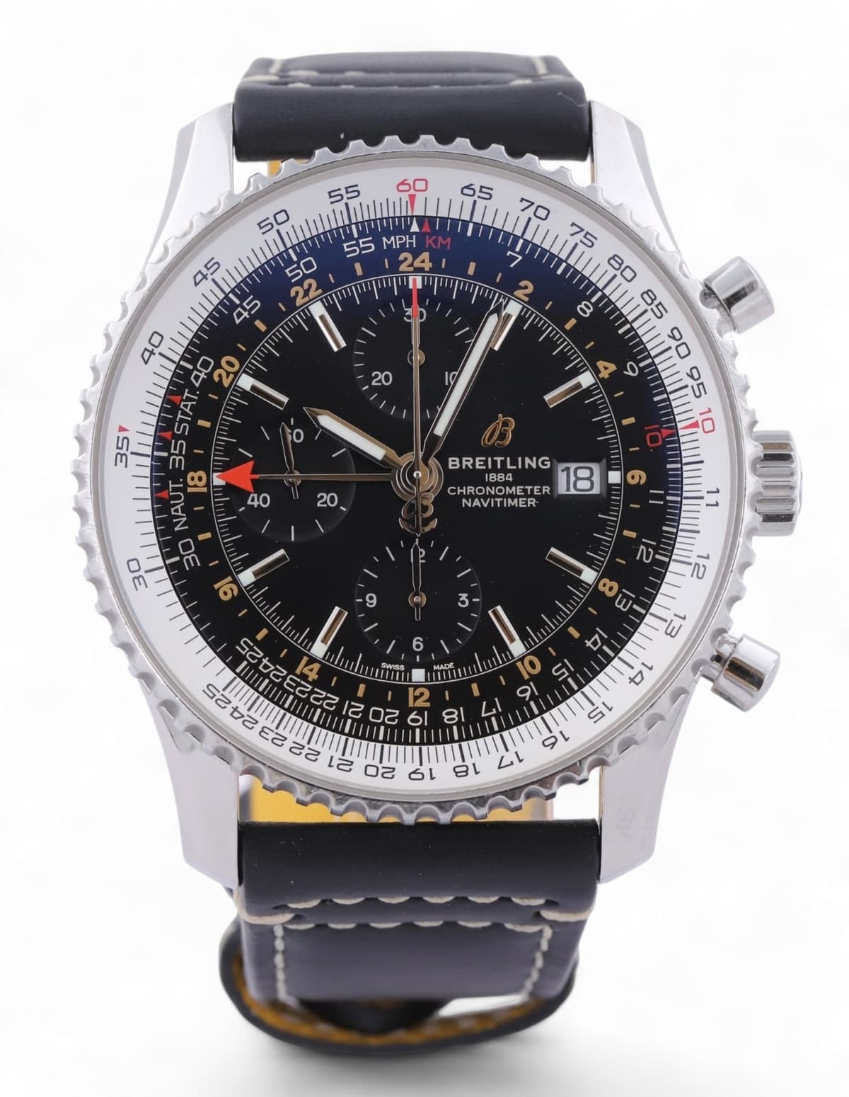 2022 BREITLING Navitimer World GMT Dual Time Chronograph 46mm Black Dial  A24332