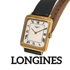 Longines Vintage Square Tank Manual Watch Gold White Dial Hirsch Band