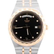 2026 PAPERS Tudor Royal 41mm Black DIAMOND Two-Tone Gold Day-Date 28603 BOX