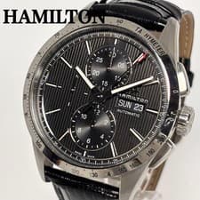 Hamilton Broadway Automatic Men's Watch 42mm Black Leather Band Good Condition